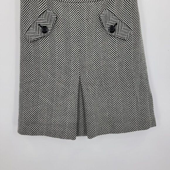 Vintage Ann Taylor Loft Wool Herringbone Aline Mini Skirt 0 Black White Academia - Picture 6 of 13